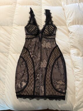 Sheer Black Lace Bodycon Chemise
